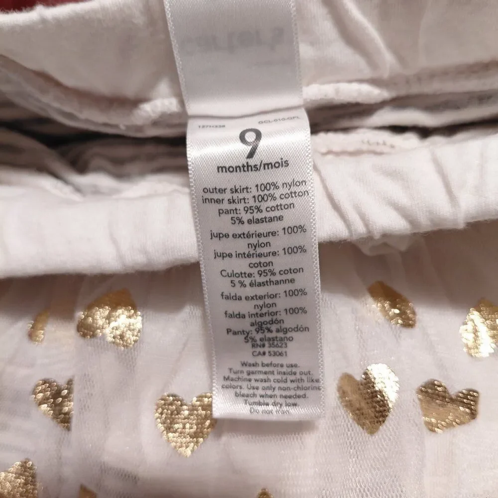 Carter's 9M Tutu Legging Gold Heart Polka Dot with Striped Pant One Piece